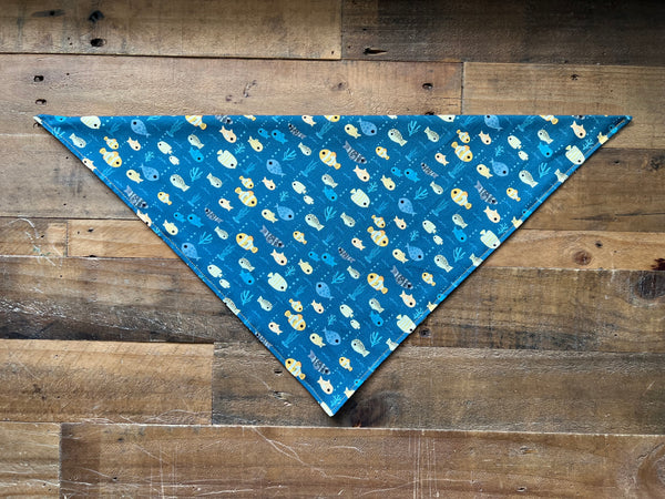 Little Fish on a dark blue background dog bandana