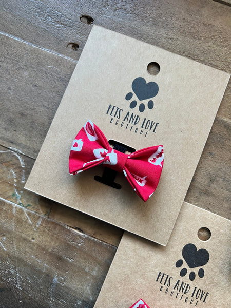 Valentines Love Notes Dog Bow Tie