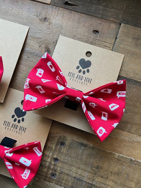 Valentines Love Notes Dog Bow Tie