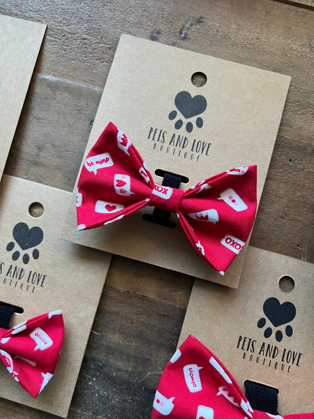 Valentines Love Notes Dog Bow Tie