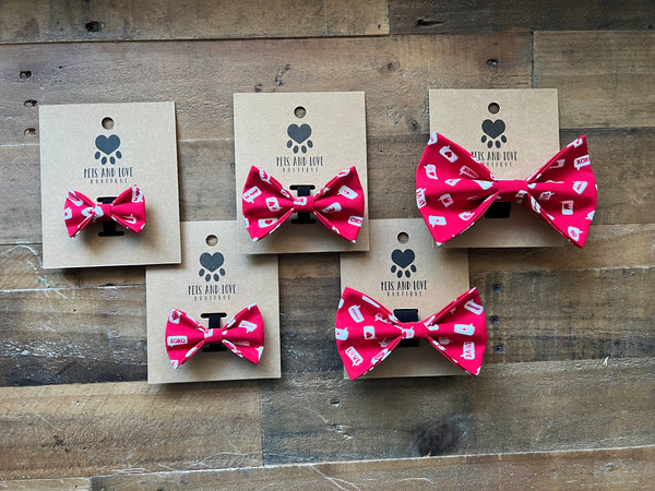 Valentines Love Notes Dog Bow Tie