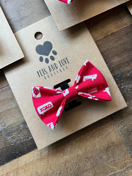 Valentines Love Notes Dog Bow Tie