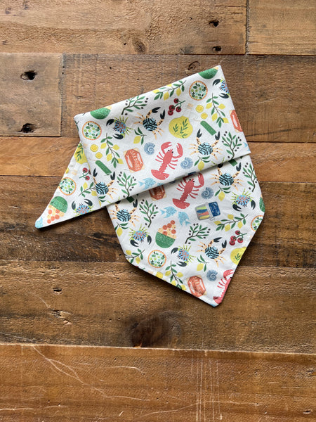 Mediterranean Summer Dog Bandana Lobsters Crabs Sardines Lemons Olive Oil Tomatoes