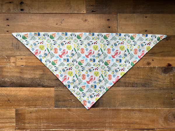 Mediterranean Summer Dog Bandana Lobsters Crabs Sardines Lemons Olive Oil Tomatoes