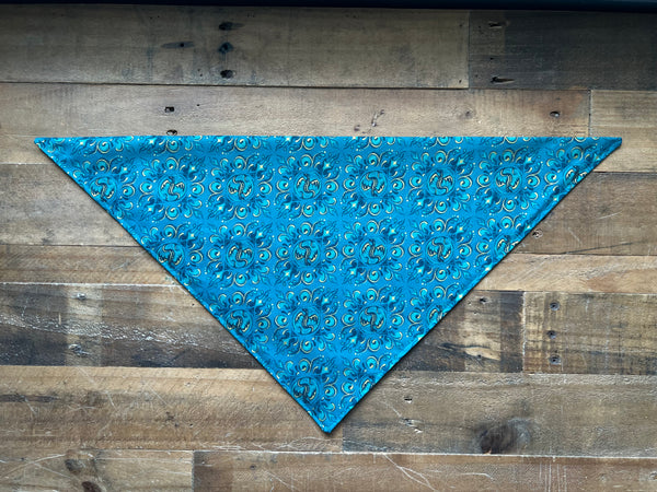 Turquoise and Gold Metallic Dragons Dog Bandana