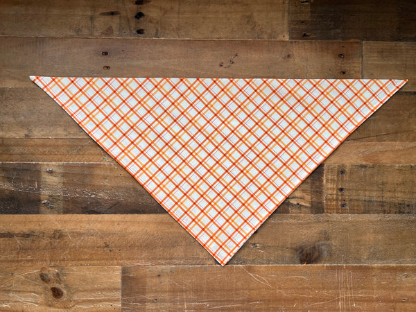 Orange and White Plaid Dog Bandana