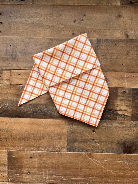 Orange and White Plaid Dog Bandana