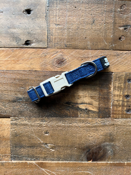Organic Hemp Dog Collar - Dark Blue