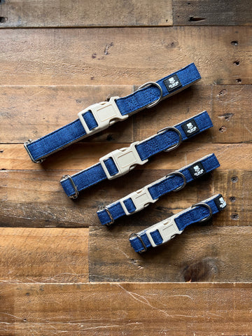 Organic Hemp Dog Collar - Dark Blue