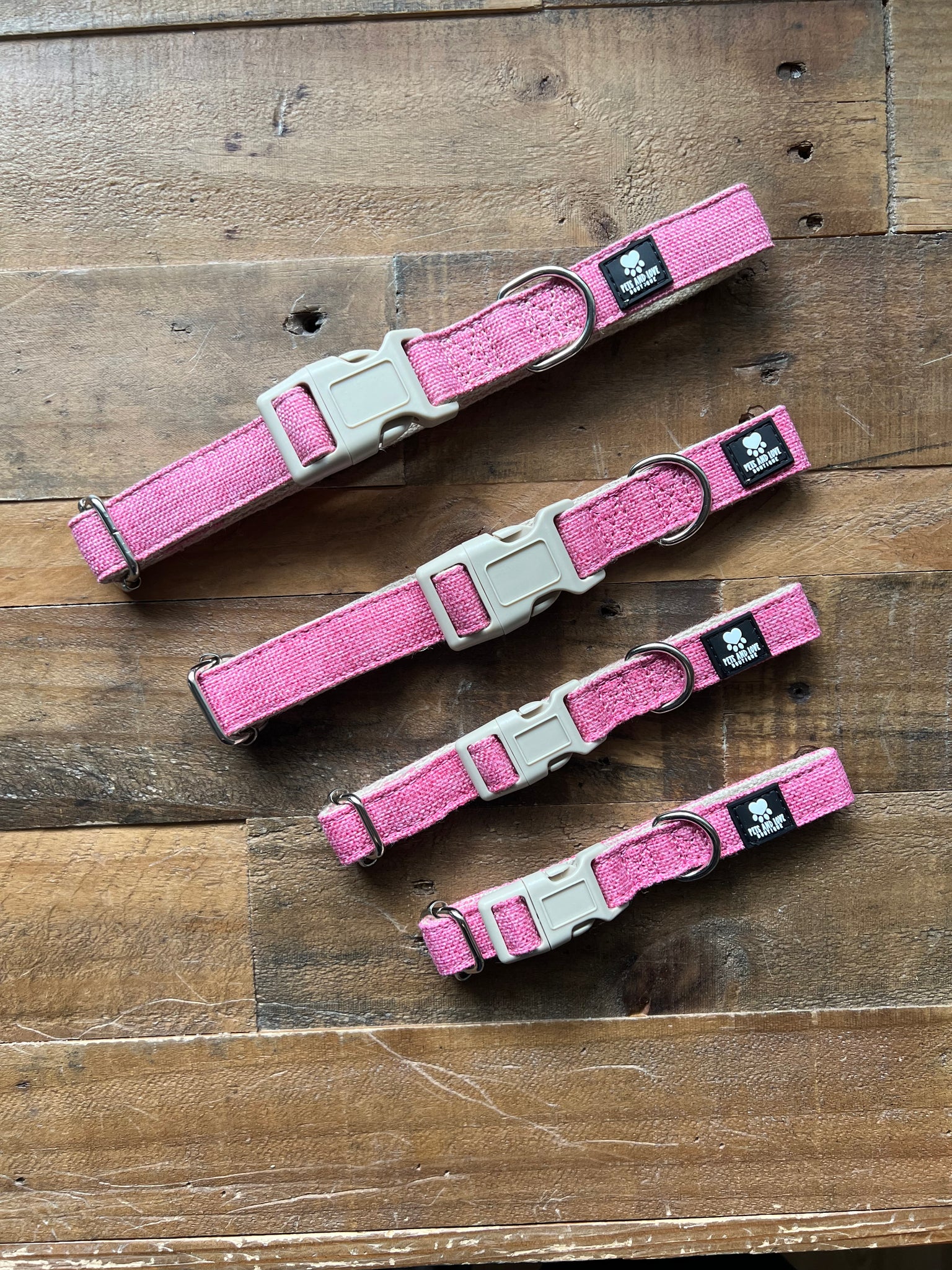 Organic Hemp Dog Collar - Pink