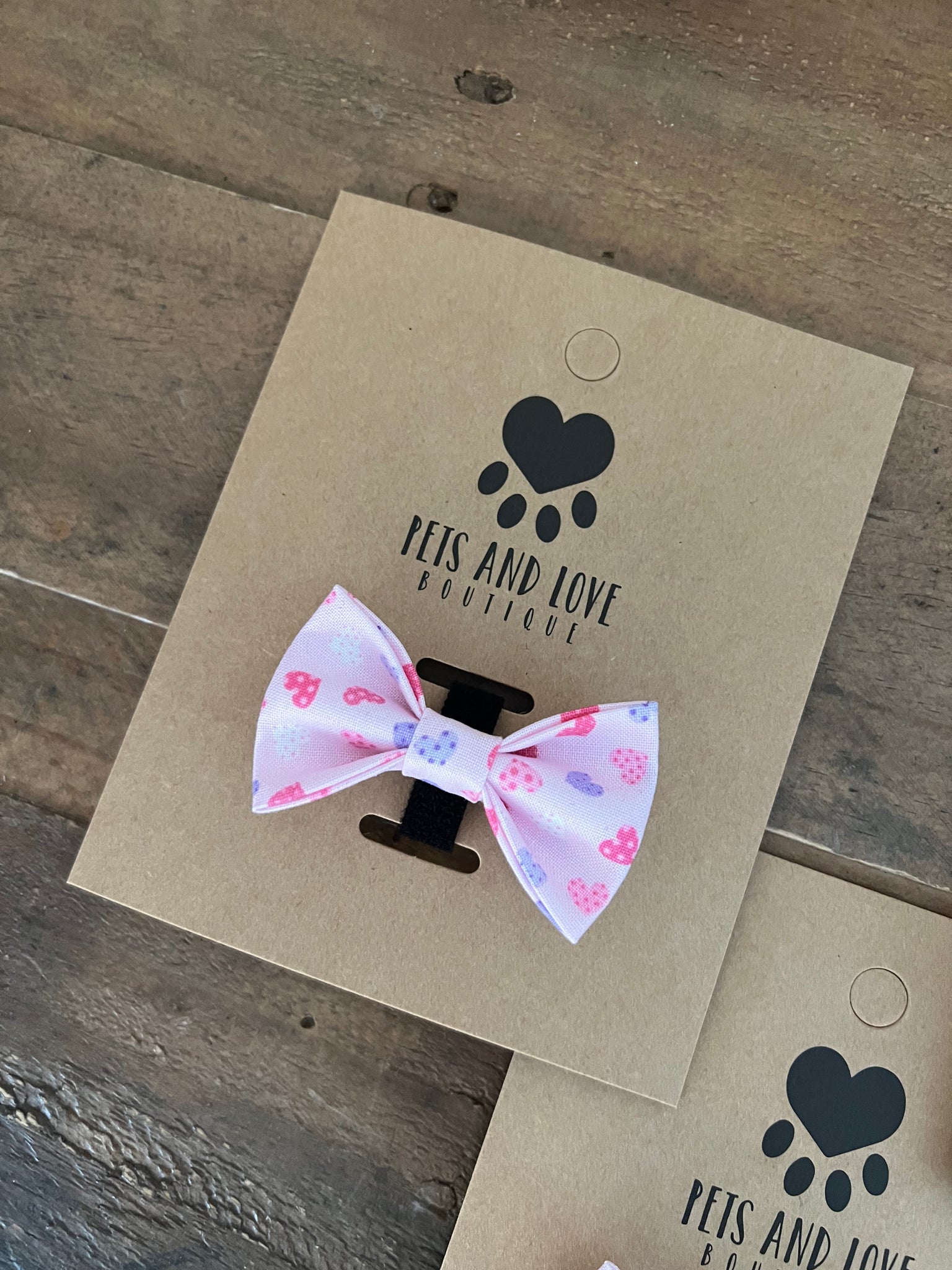 Valentines Pink and Purple Hearts Pet Bow