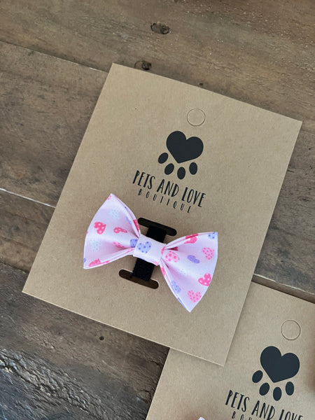 Valentines Pink and Purple Hearts Pet Bow