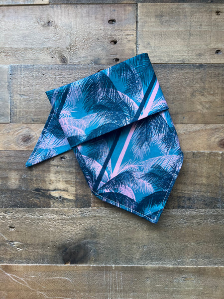 Palm Trees Dog Bandana pink and blue