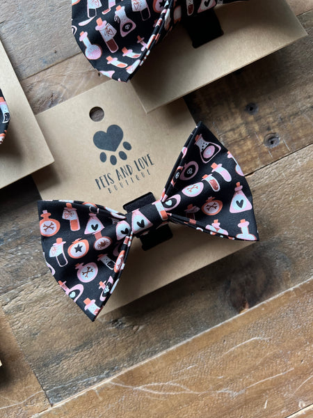 Halloween Potions Dog Bow Tie Black - Large Size
