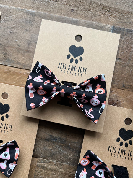 Halloween Potions Dog Bow Tie Black - Medium Size