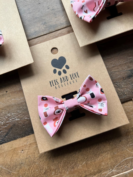 Halloween Potions Dog Bow Tie Pink - Small Size