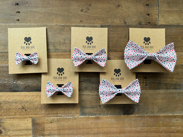 Red and Blue Stars Dog Bow Tie