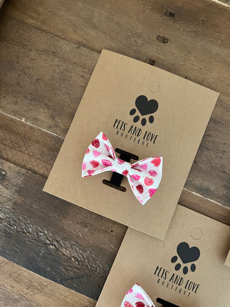 Valentines Hearts Pet Bow