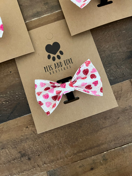 Valentines Hearts Pet Bow