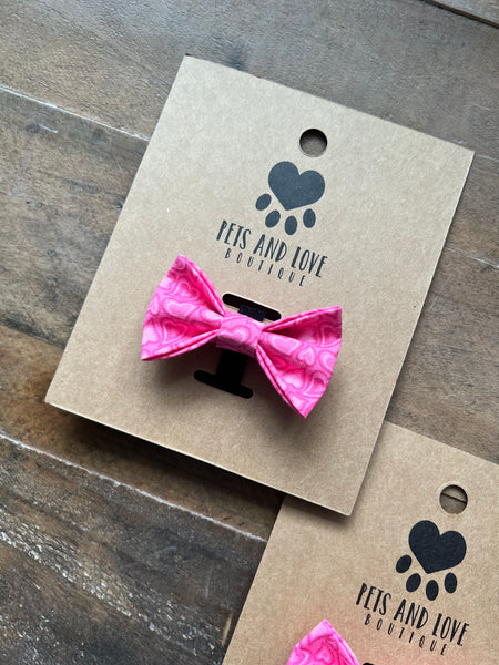 Valentines Retro Hearts Dog Bow Tie