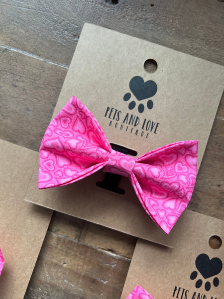 Valentines Retro Hearts Dog Bow Tie