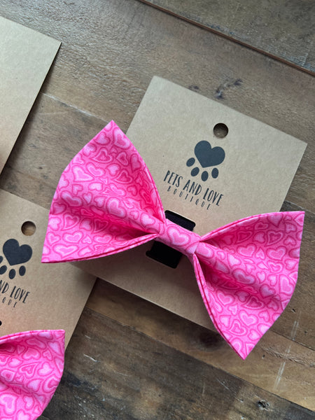 Valentines Retro Hearts Dog Bow Tie