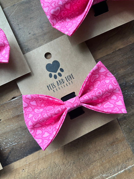 Valentines Retro Hearts Dog Bow Tie