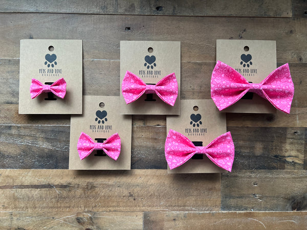 Valentines Retro Hearts Dog Bow Tie