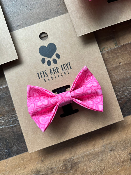 Valentines Retro Hearts Dog Bow Tie