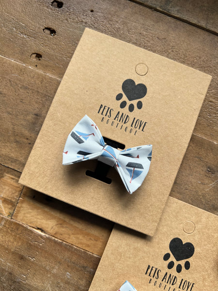 Tossed Sailboats Dog Bow Tie