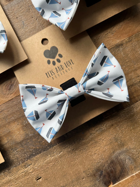 Tossed Sailboats Dog Bow Tie