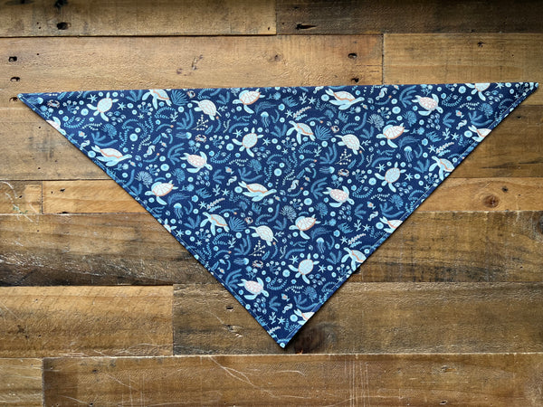 Sea Turtles on a dark blue background dog bandana