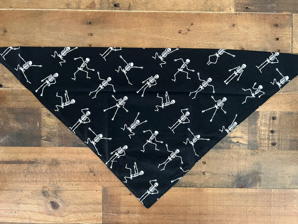 Dancing Skeletons on a black background dog bandana