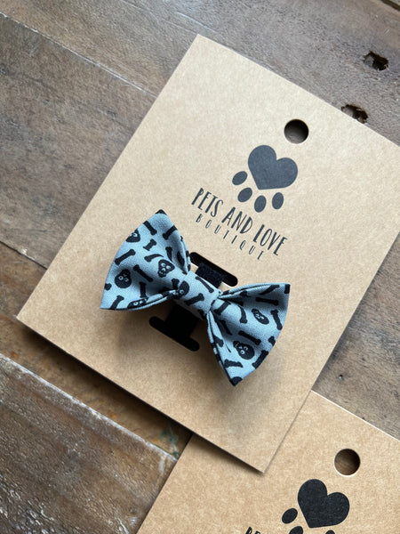 Halloween Skulls and Bones Pet Bow Tie