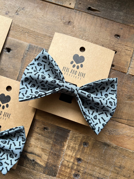 Halloween Skulls and Bones Pet Bow Tie