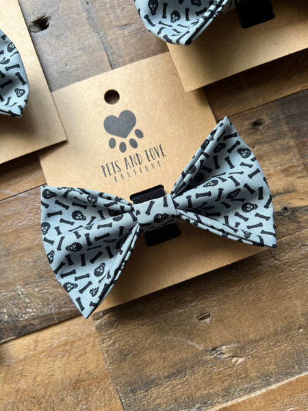 Halloween Skulls and Bones Pet Bow Tie