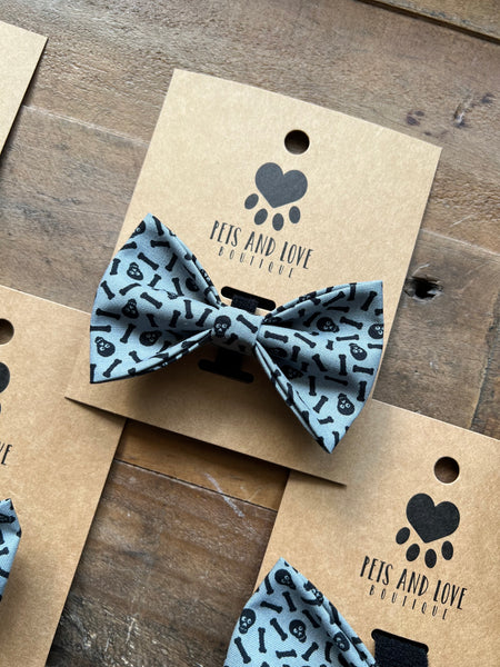 Halloween Skulls and Bones Pet Bow Tie