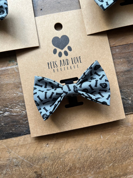 Halloween Skulls and Bones Pet Bow Tie