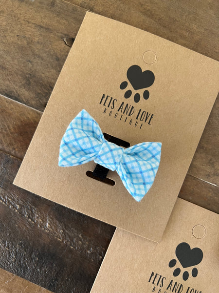 Spring Blue Plaid Bow Tie