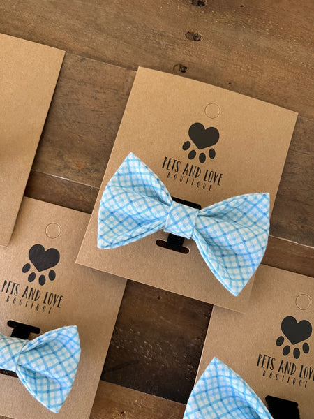 Spring Blue Plaid Bow Tie