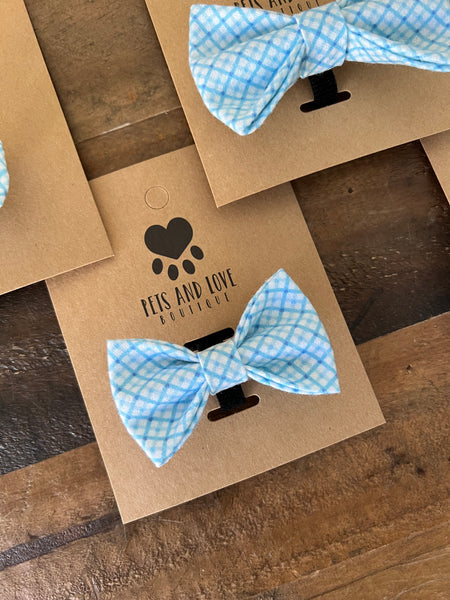 Spring Blue Plaid Bow Tie