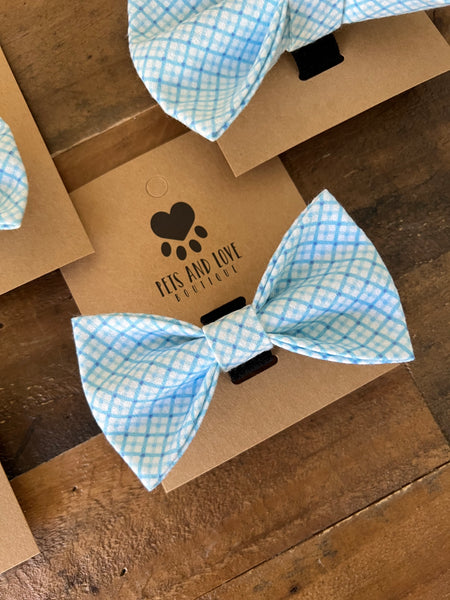 Spring Blue Plaid Bow Tie