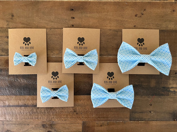 Spring Blue Plaid Bow Tie