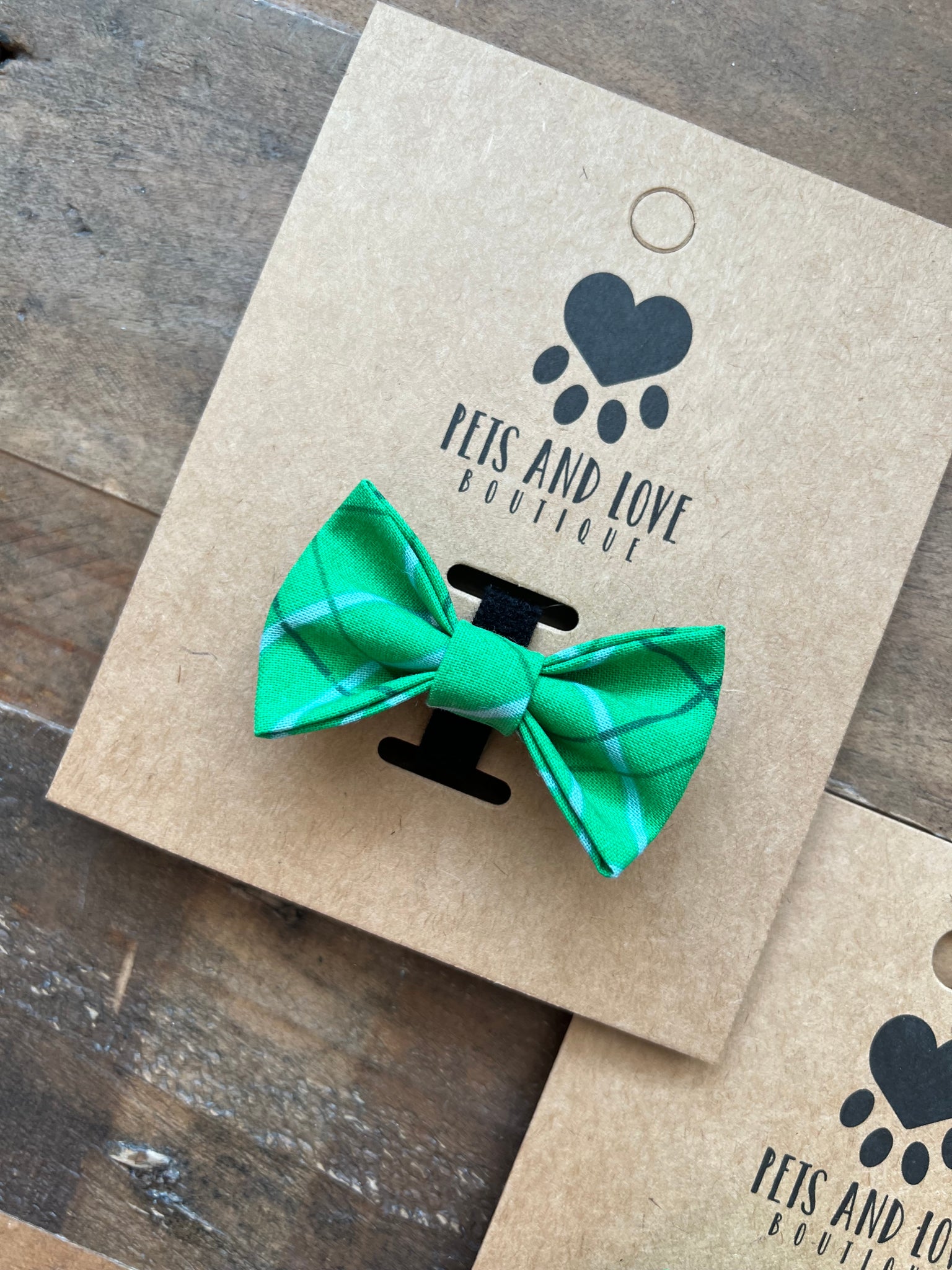 Spring Green Plaid Dog Bow Tie
