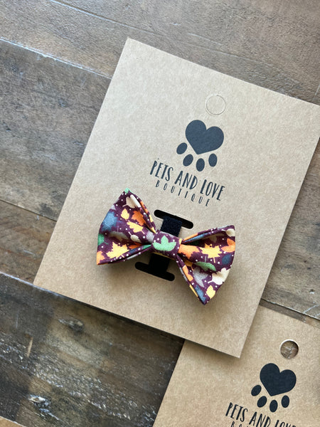 Tiny Fall Leaves Pet Bow Tie
