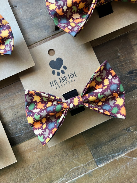 Tiny Fall Leaves Pet Bow Tie