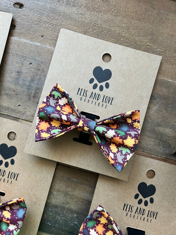 Tiny Fall Leaves Pet Bow Tie