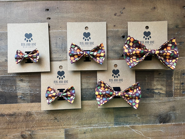 Tiny Fall Leaves Pet Bow Tie