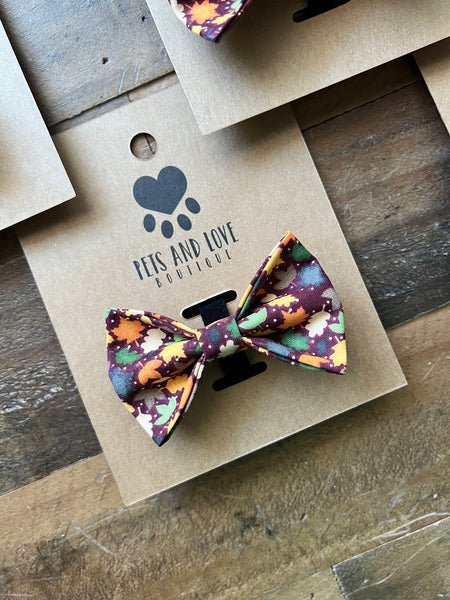 Tiny Fall Leaves Pet Bow Tie
