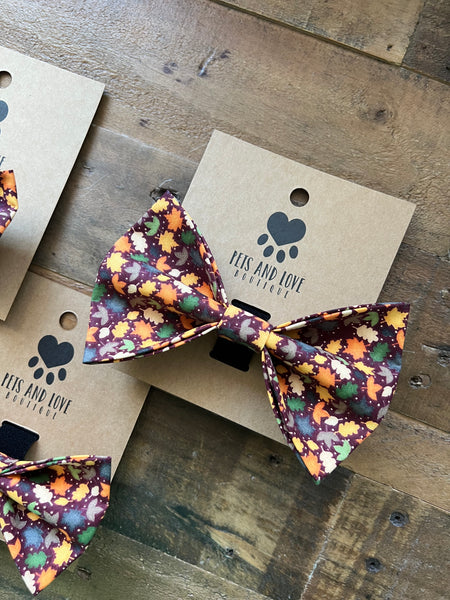 Tiny Fall Leaves Pet Bow Tie